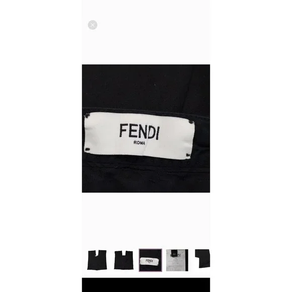 FENDI Women's 42 Wool‎ Blend Slit Wide Leg Flat Front Trouser High Rise Pants